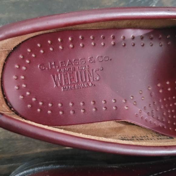 GH Bass Weejuns Polished Leather Penny Loafers Wine Men's Size 9D - Picture 7 of 11